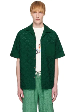 Drôle de Monsieur Chemise verte à images de tapisserie brodées
