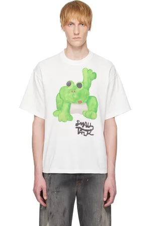 Small Talk T-shirt à manches courtes blanc à image de grenouille façon aquarelle