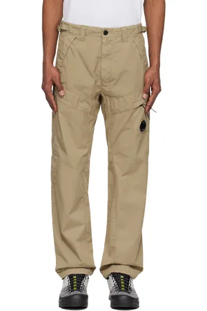 C.P. Company Pantalon cargo beige en gabardine de coton à coupe classique