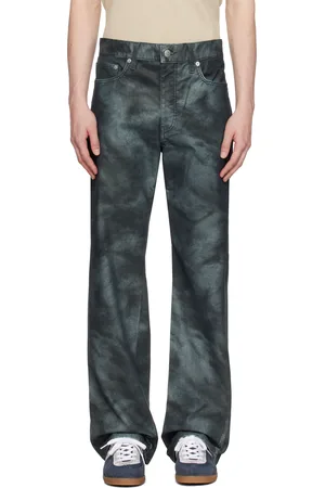 Sunflower Pantalon droit bleu marine en nubuck synthétique à coutures torsadées