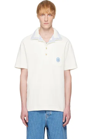 Drôle de Monsieur Polo blanc cassé en piqué à motif de damier