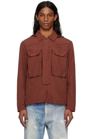 C.P. Company Blouson de style surchemise brun en nylon Flatt à verres