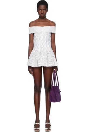 Frankies Bikinis Robe courte blanche à épaules dénudées