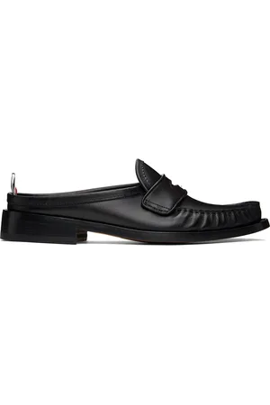 Thom Browne Mules de style flâneur à plastron noires à plis
