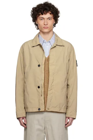 Stone Island Blouson TC beige en taffetas compact léger de polyester