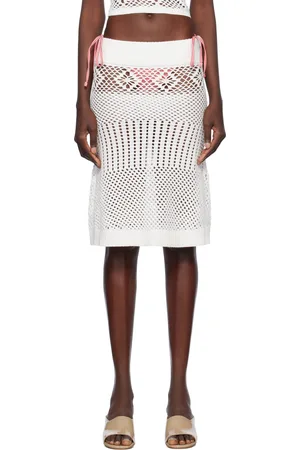 Frankies Bikinis Jupe midi Orchard blanche en coton crocheté