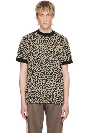 Fred Perry T-shirt beige à motif léopard