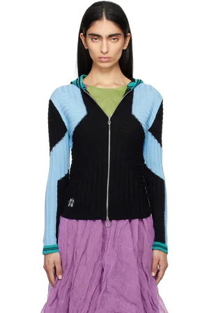 Kiko Kostadinov Pull à capuche ajusté Quimby noir et bleu en tricot