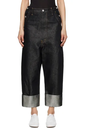 JUNYA WATANABE Jean noir en denim de coton et cupro à paillettes