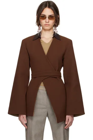 Tory Burch Veston cache-cœur asymétrique brun en piqué