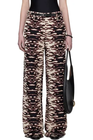 Tory Burch Pantalon ample noir et rouge à motif en jacquard