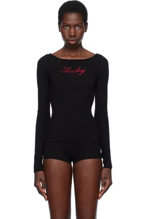 Frankies Bikinis Pull Theo noir en tricot édition Bella Hadid