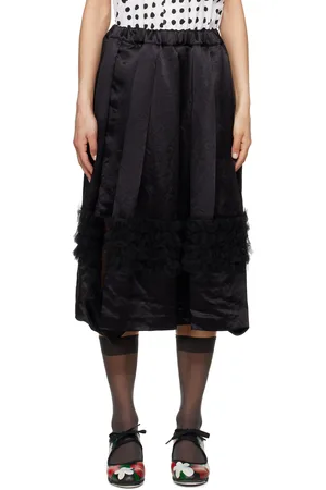 Comme des Garçons Jupe midi noire à découpes et à volants