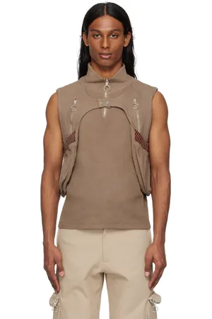 Charlie Constantinou Veste utilitaire brune en tricot gaufré de coton