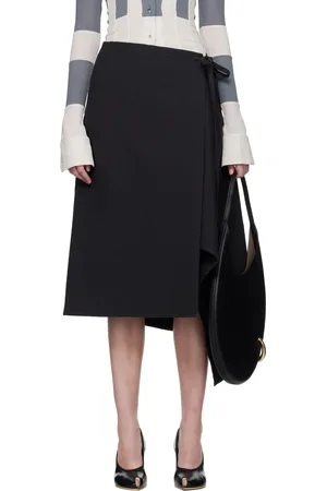 Tory Burch Jupe midi noire en coton à assemblage portefeuille