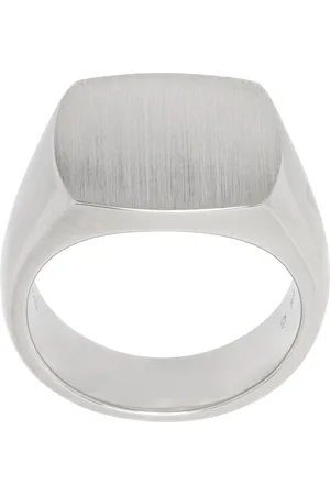 TOM WOOD Bague argentée à ornement Cushion à fini satiné