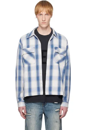 Represent Chemise Season bleu et blanc cassé en flanelle