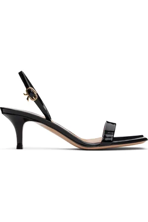 Gianvito Rossi Sandales à petit talon noires à boucle Ribbon