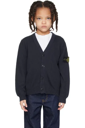 Stone Island Enfant | Cardigan bleu marine en coton et nylon