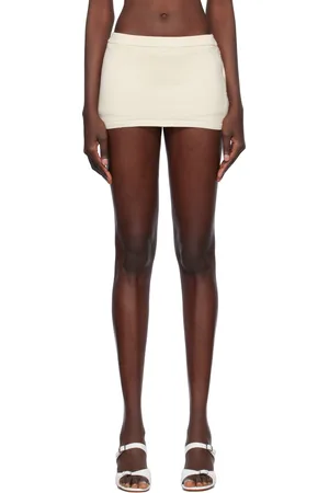 Frankies Bikinis Mini jupe-short Ash blanc cassé en tricot