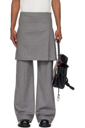 ASHLEY WILLIAMS Pantalon gris à empiècement de style kilt