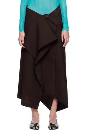 Issey Miyake Pantalon bourgogne en papier japonais et laine- Enclothe