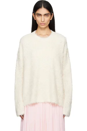 Totême Pull droit beige en tricot de soie