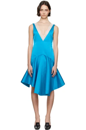 J.W.Anderson Robe midi bleue à col en V et à ourlet drapé
