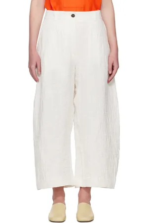 STUDIO NICHOLSON Pantalon Chalco blanc cassé en lin