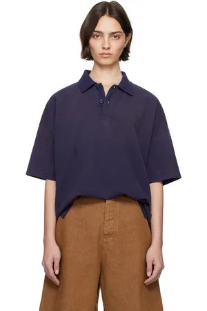 J.W.Anderson Polo bleu marine à logo imprimé