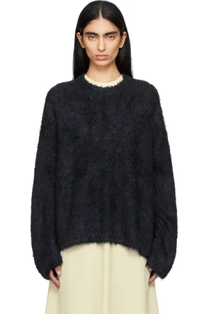 Totême Pull droit noir en tricot de soie