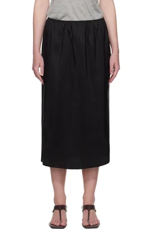 Carven Jupe midi à enfiler noire en voile de soie