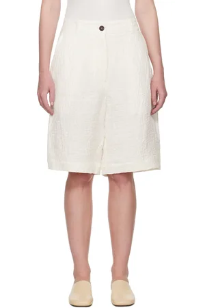 STUDIO NICHOLSON Short Luna blanc cassé en lin