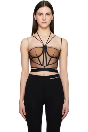 Nensi Dojaka Corset Helen noir et beige en tulle