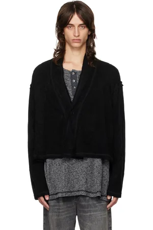 GREG LAUREN Cardigan GL1 noir en tricot de laine