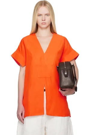 STUDIO NICHOLSON Haut Circe orange en lin