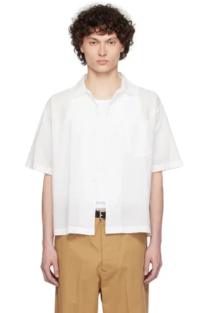 Merz b. Schwanen Chemise à manches courtes 09 blanche en popeline légère