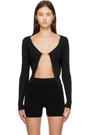 Jacquemus Cardigan long Pralù noir en tricot - Le papier