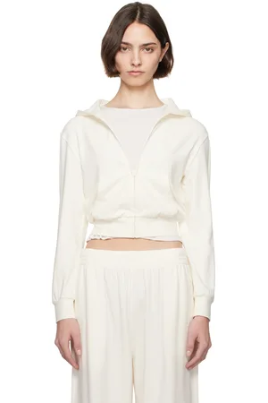 SKIMS Pull à capuche blanc cassé à glissière - Cotton Jersey