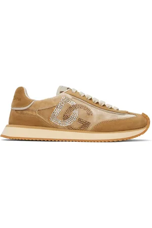 Dolce & Gabbana Baskets DG Cushion brun clair et beige à panneaux