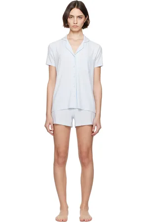 SKIMS Ensemble de chemise à manches courtes et short de pyjama bleus - Soft Lounge