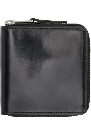 LEMAIRE Portefeuille à deux volets compact noir en cuir lustré à glissière