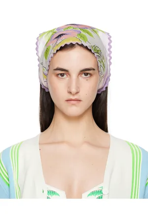 Anna Sui Fichu Florida mauve et blanc en voile de soie