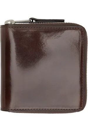 LEMAIRE Portefeuille à deux volets compact bourgogne en cuir lustré à glissière