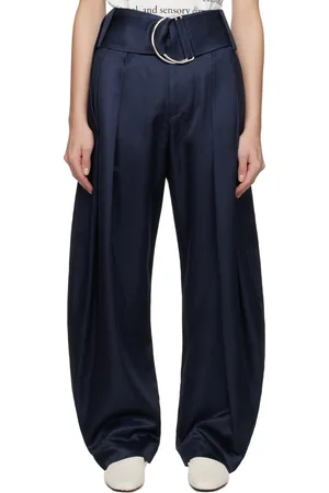 J.W.Anderson Pantalon bleu marine à ferrures semi-circulaires et à plis