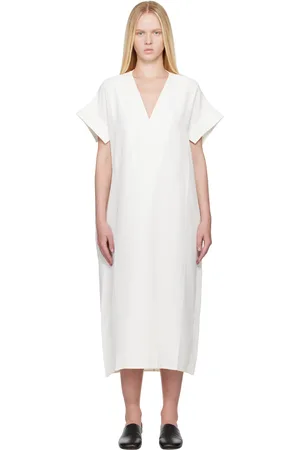 STUDIO NICHOLSON Robe midi Cley blanc cassé en lin