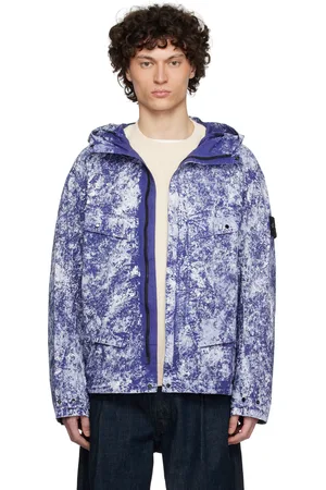 Stone Island Blouson teint aux pigments Paracadute bleu en canevas Tela extensible
