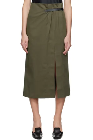 J.W.Anderson Jupe midi kaki à fente et à sangle