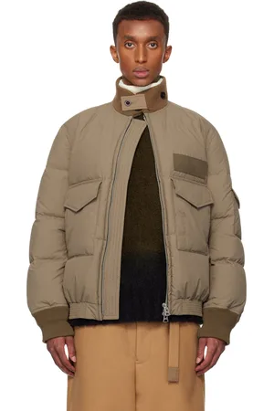 SACAI Blouson matelassé beige en tissu antidéchirures rembourré en duvet
