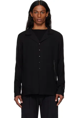 Hyein Seo Chemise noire à boutons et à ferrures en forme de graine